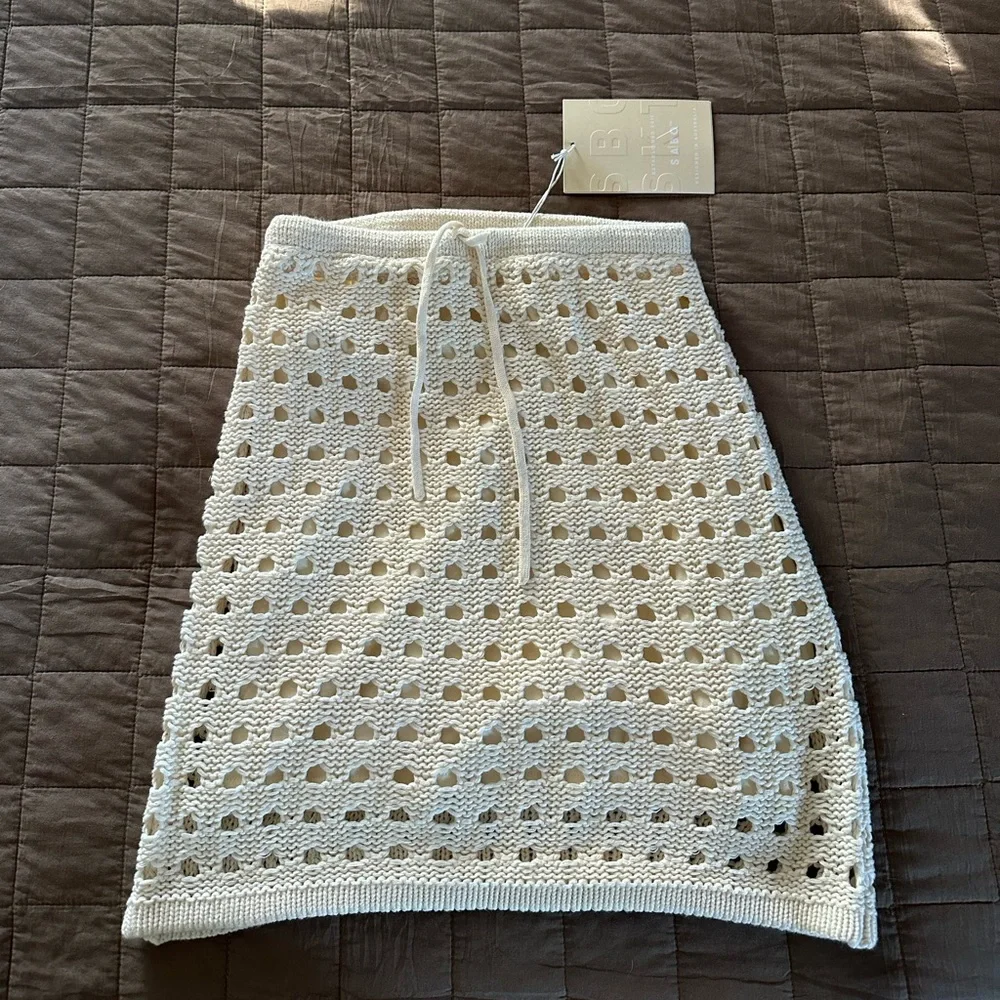 Sabo Skirt Cream Crochet Mini Skirt